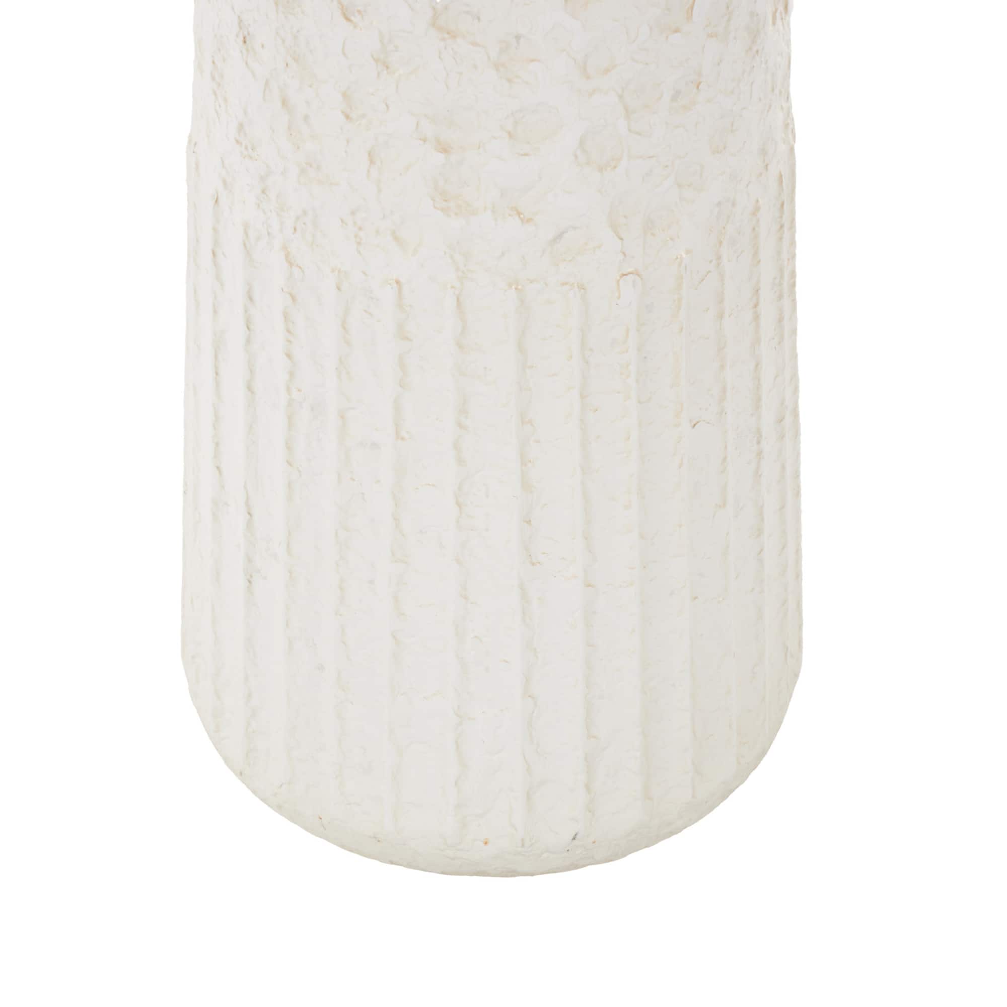White Metal Textured Decorative Vase with Honeycomb Pattern Set
